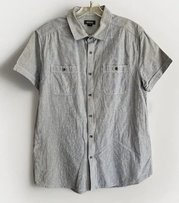 Camisa con botones manga corta a rayas de nogal americano azul blanco talla L Kenneth Cole Foto 1 de 4