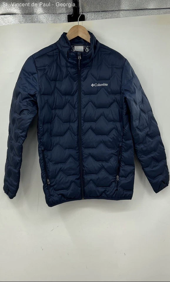 Columbia Navy Quilted Thermal Lined Down Puffer Jacket Men's S Full Zip - Image 1 of 4