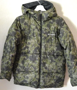 Green Camo COLUMBIA Reversible Hooded Zipper Jacket Youth Boys L Large 14/16 - Picture 1 of 12