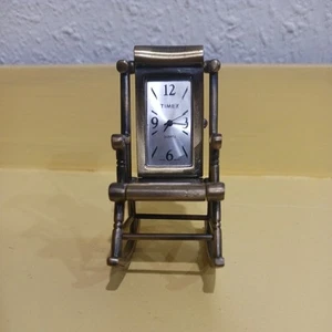 Timex Solid Brass Small Desk Top Clock Rocking Chair - Picture 1 of 3