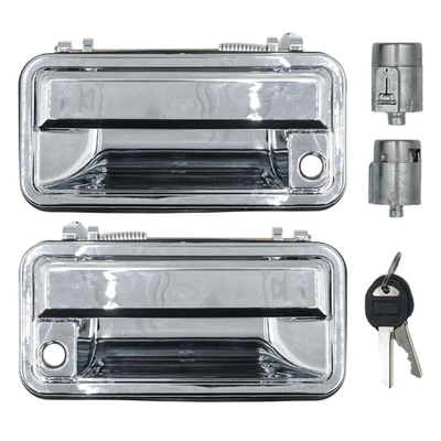 Chome Outside Door Handle w/ Lock Cylinder for Chevrolet 88-94 C1500 GMC K1500 - Image 1 of 4