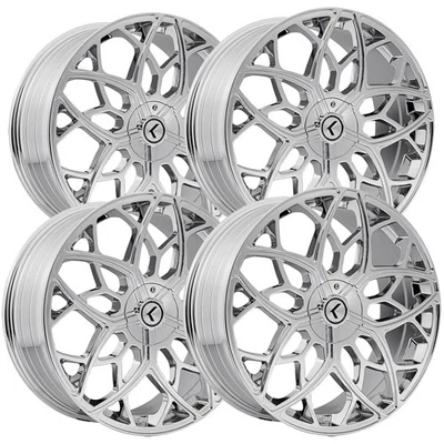 (4) Kraze KR184 Ricochet 22x8.5 5x115/5x120 +38mm Chrome Wheels Rims 22" Inch Foto 1 de 4