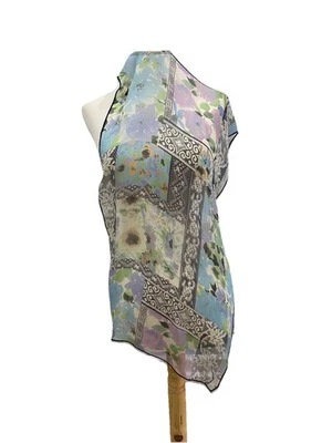 S3#dolce gabbana rectangle  Multicolor Silk  Scarf made in italy 55/18  inch - Image 1 of 4