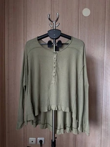 RUNDHOLZ BLACK LABEL BAUMWOLLE KNÖPFE ASYMETIC BLUSE KHAKI DAMEN GRÖSSE L TOP - Bild 1 von 15