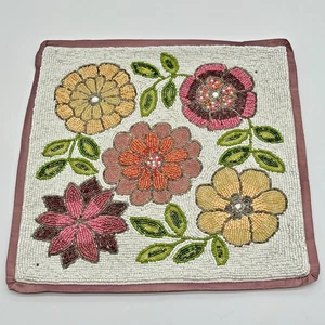 Pier 1 Kissenbezug appliziert mehrfarbig Perlen 15 Zoll Boho One mit Schmucksteinen besetzt lila - Bild 1 von 7