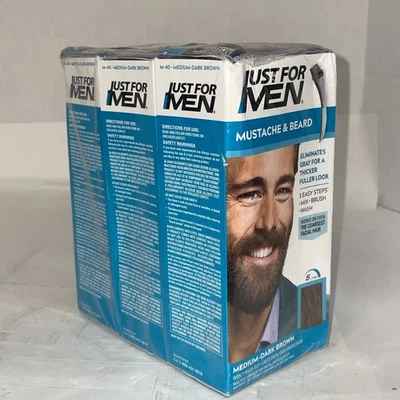 Paquete de 3 colorantes de cabello Just For Men bigote y barba marrón oscuro M 45 Foto 1 de 3
