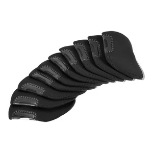 10 Pack Golf Club Iron Head Covers with Visible Window Protection Sleeve Black - Picture 1 of 5