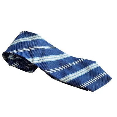 Corbata Lands End para hombre 100 % seda azul a rayas Foto 1 de 2