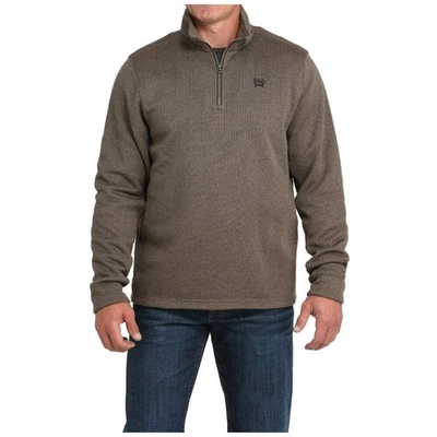 Suéter MWK1080017 Cinch Para Hombre 1/4 Cremallera - Marrón NUEVO Foto 1 de 2