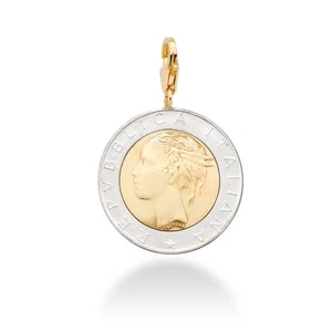 Miabella 18K Gold Over Sterling Silver Authentic Italian 500 Lira Coin Medallio_ - Picture 1 of 2