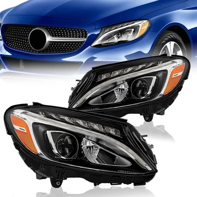 For 2015-2018 Mercedes Benz C-Class C300 W205 LED Headlight Pair Left&Right Side Foto 1 de 4