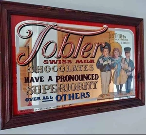 Vintage Folk Art Box Tobler Swiss Chocolate Mirror Vintage Rare 14 By 21 Framed - Picture 1 of 1