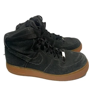Nike Womens AF1 Air Force 1 Hi Top Black Suede Shoes 749266-001 Size US 8 UK 5.5 - Picture 1 of 6