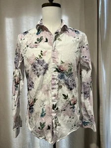 Twisted Tailor Men’s Button Up Shirt With Floral Pattern Size Medium - Picture 1 of 5