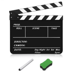 Acrylic Plastic Clapboard Director's Clapper Board Dry Erase Cut Action Scene... - Picture 1 of 6