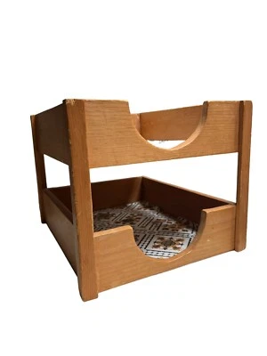 Bandeja de papel vintage rústica feita à mão decoração country 2 camadas madeira - Imagem 1 de 4