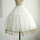 Womens Lolita Skirt Petticoat Crinoline Gown Underskirt Tutu Mesh Retro Tassels