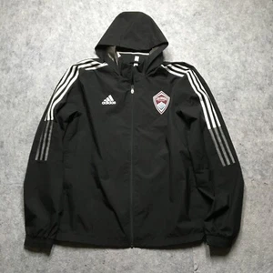 Adidas Colorado Rapids Rain Jacket Men Medium M Black Player Team Primegreen MLS - Picture 1 of 13