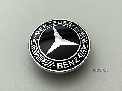 57mm Mercedes Benz Bonnet Star Flat Badge Emblem Black W204 W205 W212 W213 • 9.27€