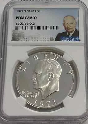 1971 S Silver Eisenhower Dollar $1 NGC PF 68 Cameo - Image 1 of 2
