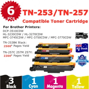 6x Compatible Toner TN253 TN257 TN-253BK TN-257 For Brother HL-3230CDW HL3270W - Picture 1 of 6