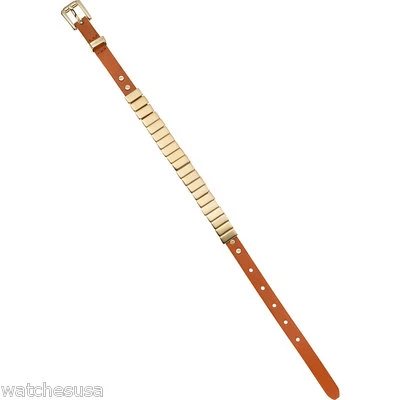 MICHAEL KORS Gold-Tone & Orange Leather Wrap Bracelet MKJ2356 - Image 1 of 3