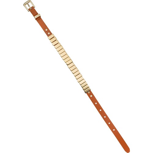 MICHAEL KORS Gold T & Orange Leather Wrap Bracelet MKJ2356