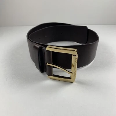 Cinturón de vestir Michael Kors para hombre pequeño marrón cuero genuino hebilla dorada clásico Foto 1 de 4