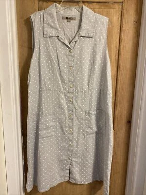 Vestido recto FLAX 100 % lino sin mangas Lagenlook grande a lunares blanco y gris Foto 1 de 4