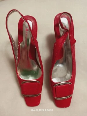 Naturalizer "GIRLIE" Cuero Carmesí Puntera Cuadrada Zapatos de Mujer Talla 6-MED Foto 1 de 4