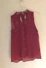 Charlotte Russe Wine Collared Blouse Strappy Back Size M