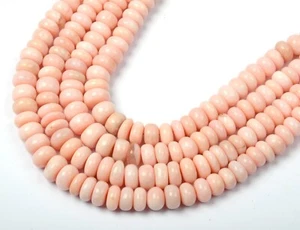 Raro ópalo rosa 16 pulgadas cadena 6-9 mm cuentas de piedras preciosas rondelle suave regalos para mujer - Imagen 1 de 5