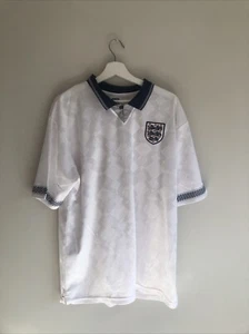 Gascoigne 19 England 1990 Home Football Shirt Score Draw Size Adult XL - Picture 1 of 7