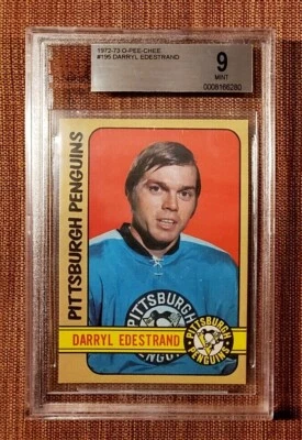 1972 O-Pee-Chee #195 Darryl Edestrand Penguins Hockey Card BVG 9 Mint POP 1 - Image 1 of 2
