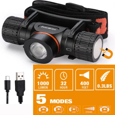 EverBrite Rechargeable Headlamp 1000 Lumen LED USB-C 5 Light Modes Magnetic Base - Image 1 of 4
