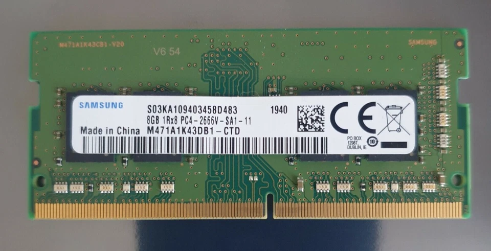 Samsung PC4-21300 PC4 2666 8GB 1X8GB DDR4 1RX8 2666MHz 260pin Laptop Memory  - Image 1 of 1