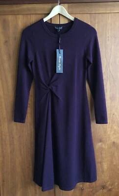 BNWT Phase Eight Maeva Twist Front Dress Size 8 Blackcurrant Fit & Flare Knit - image 1 of 4