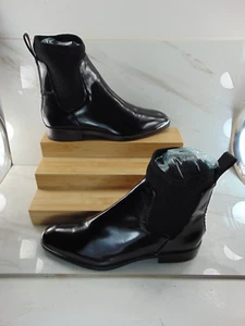 Zara TRAFALUC Black Leather Studded Metal Tip Pull on Ankle Boots EURO 40 M - Picture 1 of 7