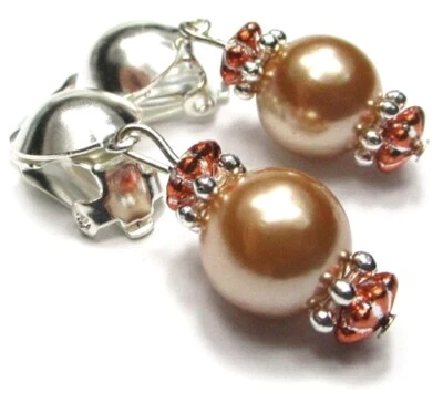 Ohrclips Clips nude beige silberf - Bild 1 von 3