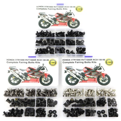 Juego de tornillos de carrocería de carenado de acero aptos para Honda VTR1000 RVT1000R RC51 2000-2006 Foto 1 de 4