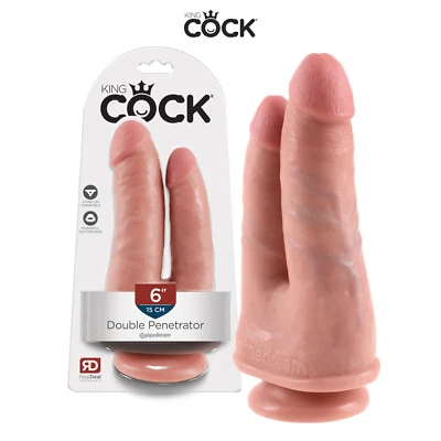 King Cock Fallo Doppio Realistico Ventosa 6" Double Penetrator Dildo Realistic - Immagine 1 di 4