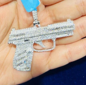 PISTOLA DE LEY 925 3,99CTW VS D color moissanita colgante con cadena - Imagen 1 de 3