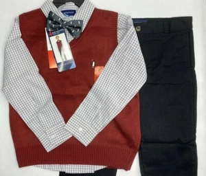 Boys Size 6 Andy & Evan 4-Piece Sweater Vest Set Outfit Pants Shirt Tie Penguin - Picture 1 of 6