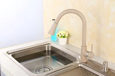 ZXC Mischbatterie Armatur Einhand Küchen ausziehbarer Wasserhahn Granit beige