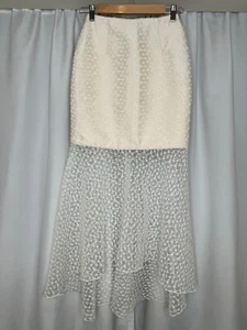 Romance Was Born Cream Embroidered Maxi Skirt Size 6 Long Sheer Silk Mermaid - Picture 1 of 18