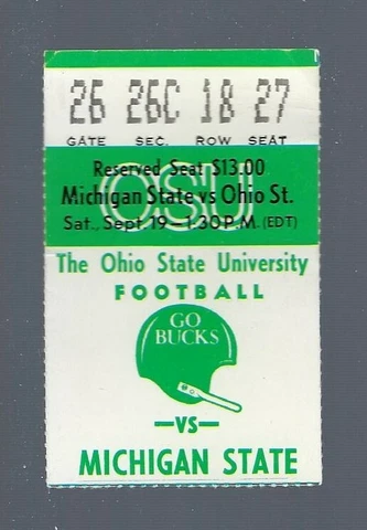 VINTAGE 1980 MICHIGAN STATE SPARTANS @ OHIO STATE BUCKEYES FOOTBALL TICKET STUB Cover