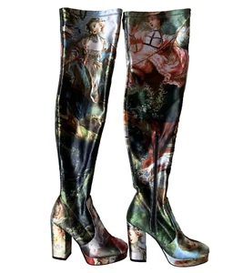 Botas de spandex hasta el muslo Da Vinci’s 420 + Tats de Current Mood talla 7 - Imagen 1 de 10