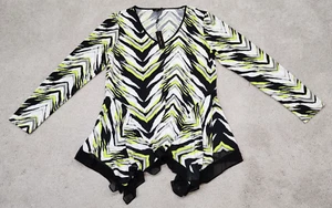Melissa Paige Top Womens Long Sleeve Tunic Asymmetrical V Neck Flowy Large NEW - Picture 1 of 7