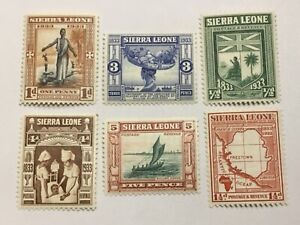  old stamps  SIERRA LEONE   x  6  MH 1933