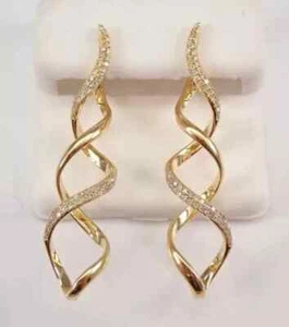 2Ct Round Moissanite Women's Teardrop Dangle Earrings 14K Yellow Gold Plated - Picture 1 of 2